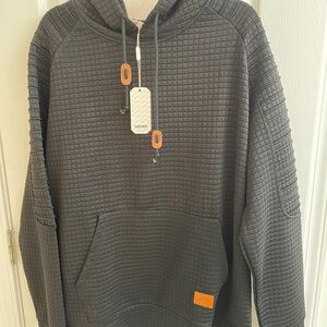 Waffle Stitch Black Hoodie w 2 front pockets.